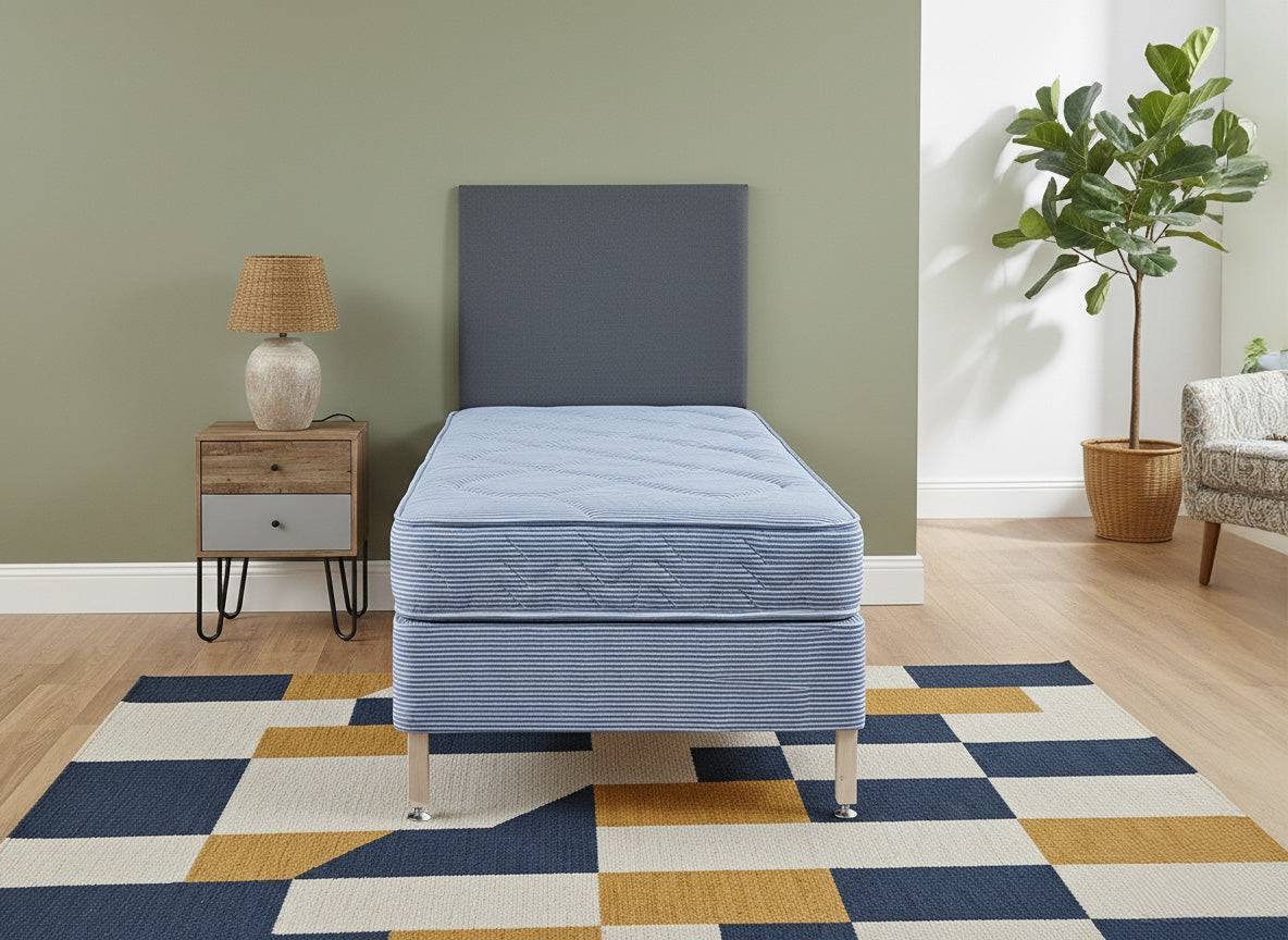 Beamish Student Contract Coil Sprung Quilted Divan Bed Set on Legs