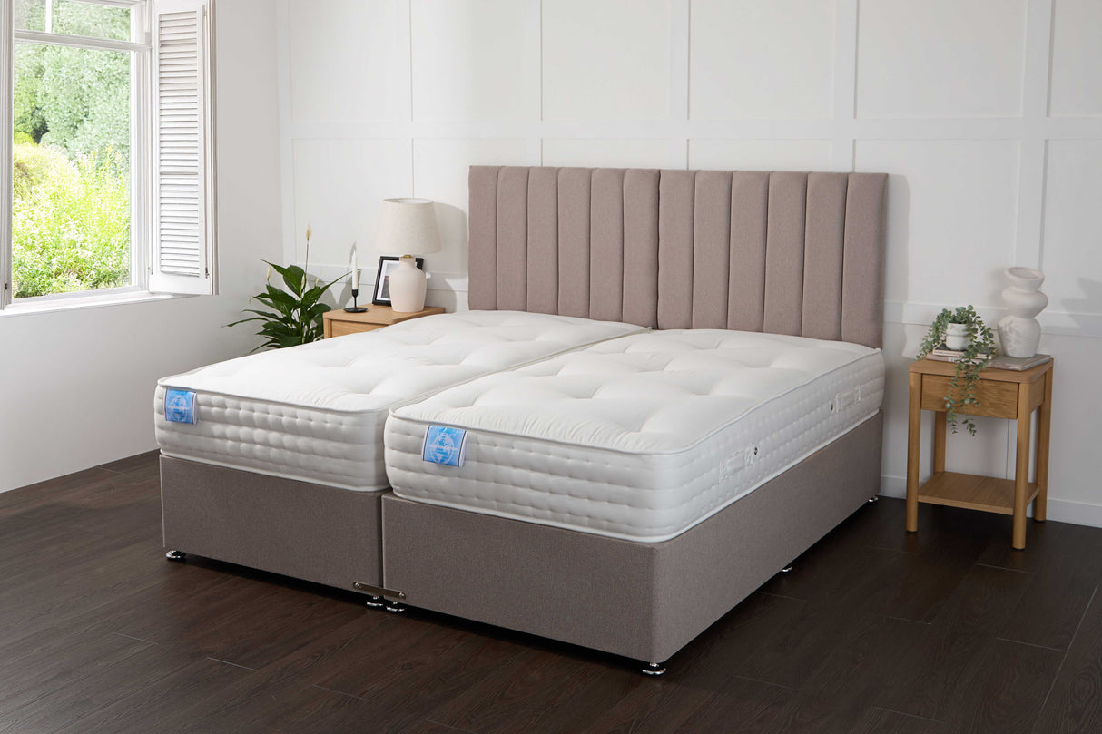Luxury Hotel Zip and Link Contract 1000 Pocket Sprung Intelligent Fibre Divan Bed Set