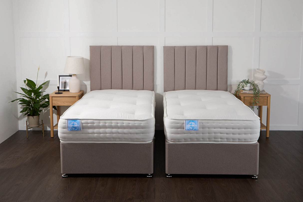 Luxury Hotel Zip and Link Contract 1000 Pocket Sprung Intelligent Fibre Divan Bed Set